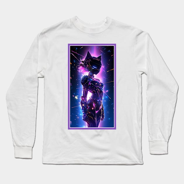 Anime Cute Cat Girl | Sci-Fi Manga Girl Anime Art Long Sleeve T-Shirt by AlNoah